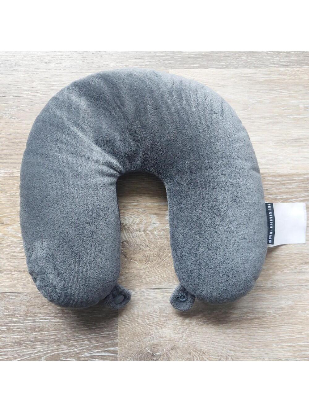 Sharper Image Travel Neck Pillow Microbead Grey Lightweight
